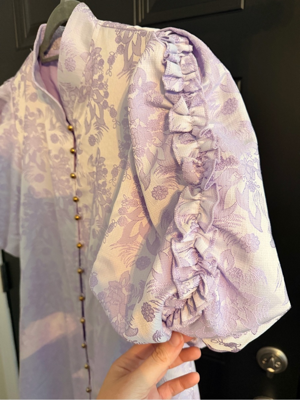 Lavender Floral Shopthemint Dress with Puff Sleeves - Picture 3 of 7